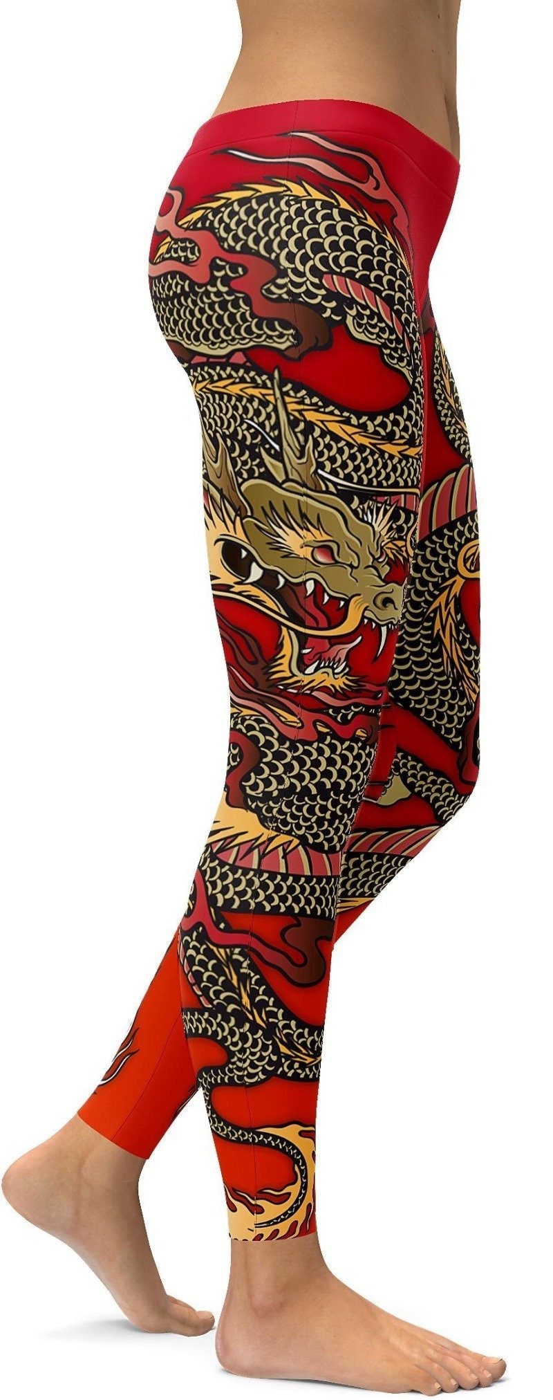 Red Dragon Scales Printed Yoga Leggings For Women – Nova Jade Cosmetics
