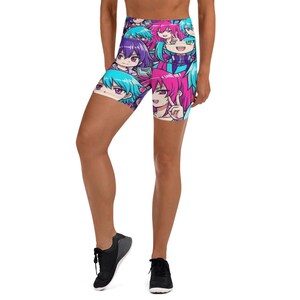 Patterned Workout Leggings Women Anime Collage Cyberpunk Print High Waisted Yoga Activewear