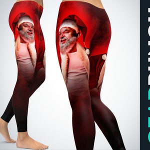 Nasty Santa Leggings for Women, Printed Santa Leggings, Christmas Outfit, Butter Soft Yoga Pants Tights for Women, Plus Size Tiktok Leggings