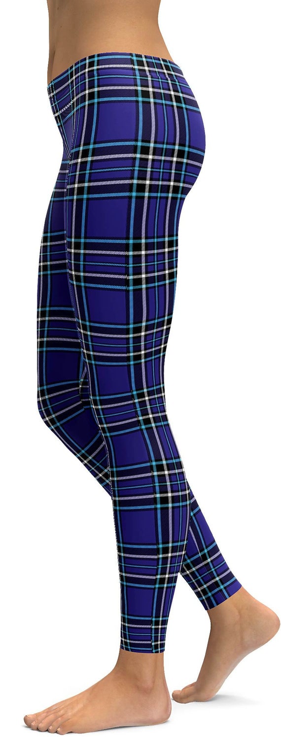 Navy Blue Tartan Leggings Etsy Canada