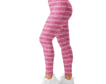 Pink Preppy Stripes Leggings