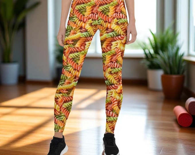Pasta Print High Waisted Leggings for Women