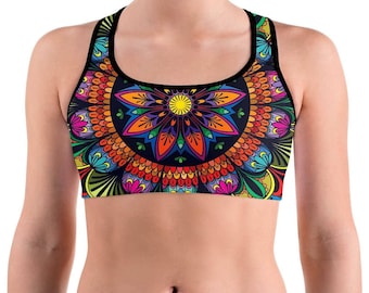 Mandala yoga-sportbeha: unieke crop-top voor high-impact comfort