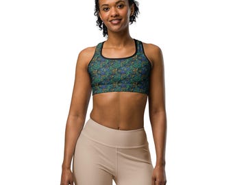 Peacock Feathers Splendour Sports Bra