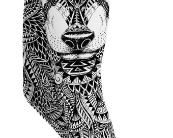 Women's Zentangle Wolf Print High Waisted Leggings – Activewear Yoga Pants