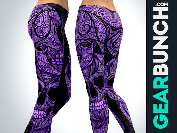 Purple Ornamental Skull Leggings for Women, Girls Workout Plus Size Leggings,  Colorful Premium Gymwear, Yoga Pants for Her, Tights for Women -  Canada