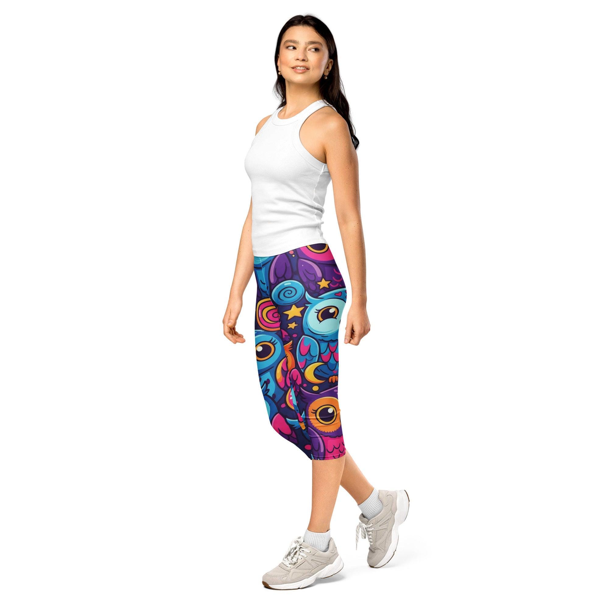 Vibrant Owl Night Capri Leggings
