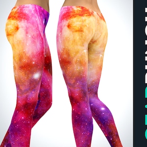Galaxy Leggings, Workout Leggings for Women, Yoga Pants for Her, Vibrant Colorful Printed Everyday Leggings, Sport Activewear Space Stars