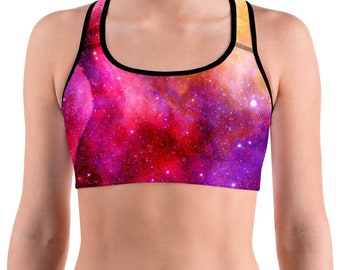 Workout-sportbeha | Vibrant Galaxy Print High Impact Support voor sportkleding voor dames