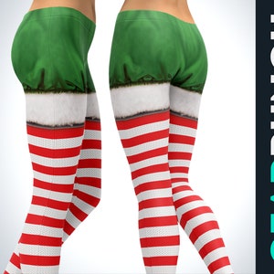 Christmas Candy Cane Green Leggings for Women, Printed Leggings, Festival Outfit, Butter Soft Yoga Pants Tights, Unique Xmas Gift For Her