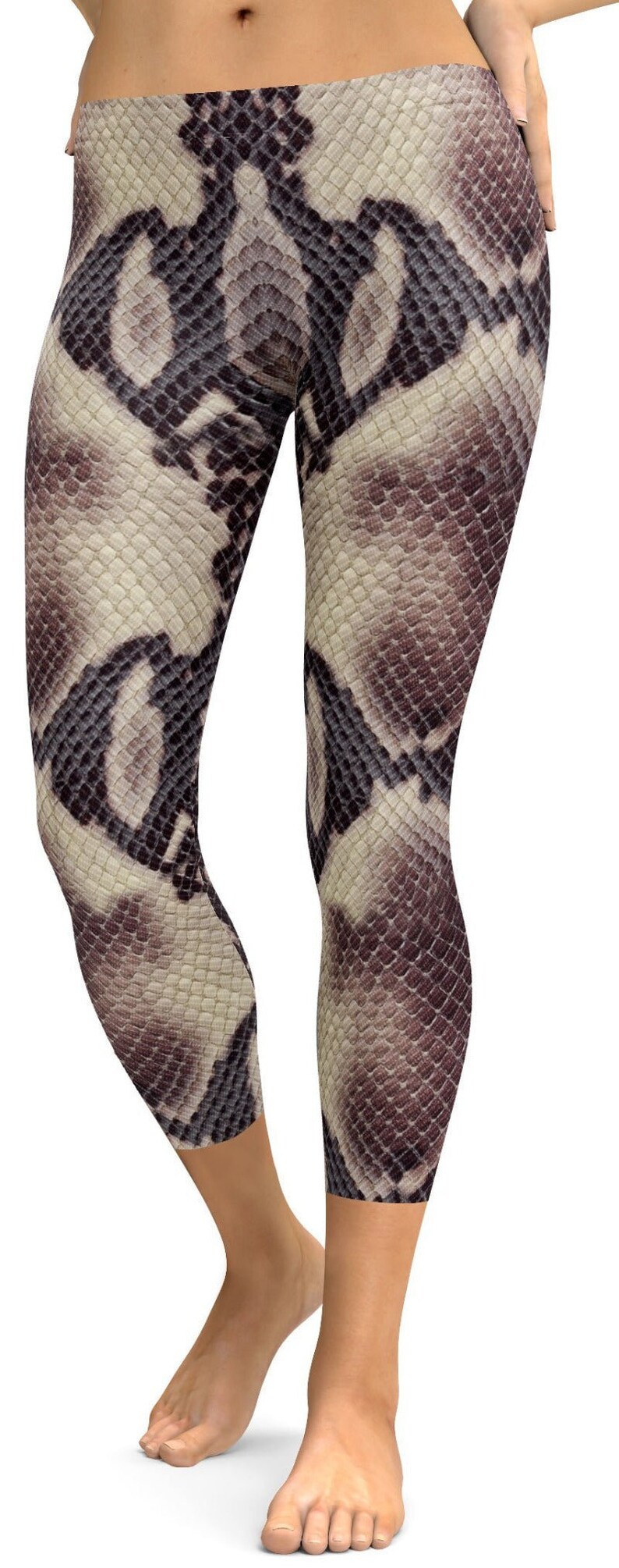 Snake Skin Cropped Leggings for Women Anaconda Printed Yoga - Etsy ...