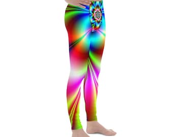 Yoga Leggings Women Colorful Psychedelic Neon Print - High Waisted Activewear Workout Plus Size