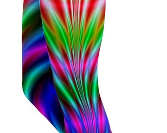 Psychedelische legging dames - neon rave yogatrainingsbroek, sportkleding met hoge taille