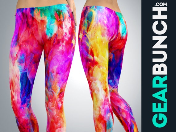 Color Splash Explosion Leggings, Printed Workout Leggings, Vibrant Color  Leggings, Yoga Wear, Rainbow Colors Rave Leggings, Tie Dye Pastel 