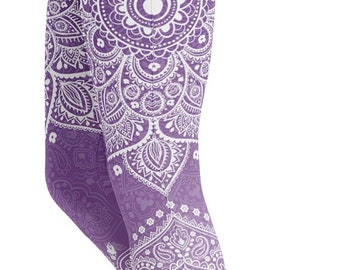 Yoga Leggings Frauen - Bunte Lavendel Mandala Print Hoch taillierte Workout Active