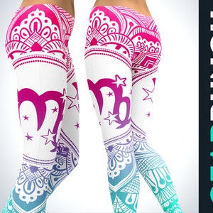 Bright Virgo Leggings For Women, Colorful Printed Zodiac Leggings, Best For Workout, Butter Soft Yoga Pants, Birthday Gift For Her