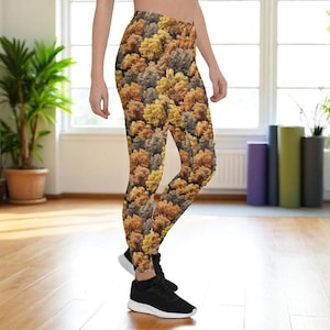 Forest Print Leggings for Women, Nature Print Yoga Pant, High Waist Tights, Seamless Pattern, Womens Legging, Festival Clothing, Gym Clothes