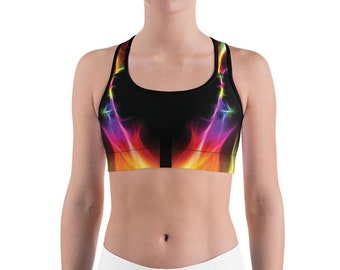 Workout Sports Bra for Women - Vibrant Particle Wave High Impact Yoga Running