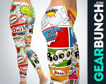 Leginsy z komiksami | Odzież sportowa z nadrukiem superbohaterów dla kobiet