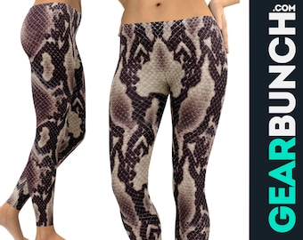 Snake Leggings, Anaconda Skin Printed Leggings for Women