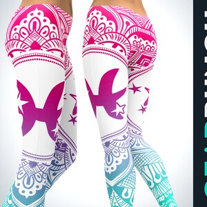 Pisces Leggings For Women, Colorful Printed Zodiac Leggings, Pisces Birthday Gift For Her, Pisces Zodiac Gifts, Astrology Constellation Gift