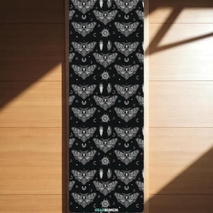 Spooky Moth Print Yoga Mat, Meditation Mat For Relaxation, Simple Goth Print Yoga Mats For Women, Mindfulness Gift, Yoga Gift For Her