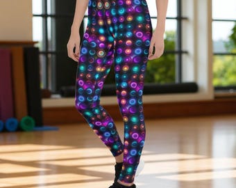 High Waisted Leggings Women - Neon Ball Print Yoga Tights for Workout, Activewear