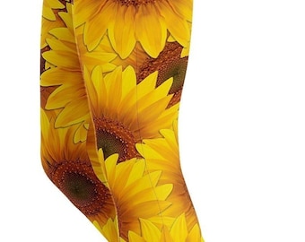 Floral Print Leggings Women: Sunflower Yoga Pants - High Waisted Activewear for Workout