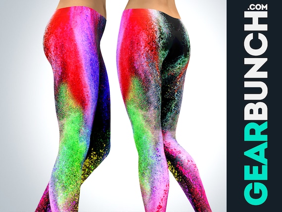 Colors Explosion Leggings, Holy Powders Wear, Colorful Women Leggings,  Rainbow Leggings. Rave Wear, Party Outfit, Festival Leggings 