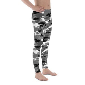 Activewear Leggings Schwarz Weiß Camo Herren Workout Strumpfhosen | Gym Fitness Yoga Hose