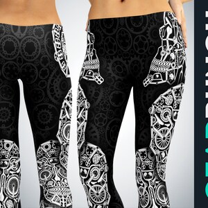 Fahrrad Schädel Leggings für Frauen, gedruckt Sexy Gym Übung Workout Leggings, Butter weiche Yoga Hose Strumpfhose, hohe Taille Super bequeme Leggings