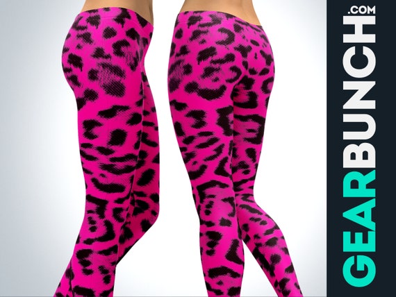 Pink Leopard Leggings, Animal Printed Leggings for Women, Tiktok Leggings,  Gothic Halloween Workout Leggings, Plus Size High Waist Leggings 