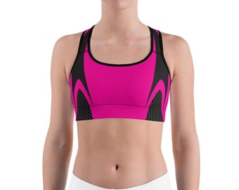 Trainingssportbeha roze honingraatkoolstof - High Impact sportkleding voor Dames