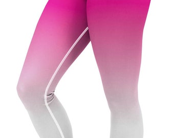 Yoga Pants Women Ombre Pink High Waisted Workout Leggings Soft Capri