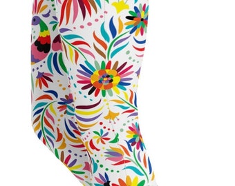 Yoga Leggings Women - Colorful Mexican Pattern High Waisted Workout Capris Activewear