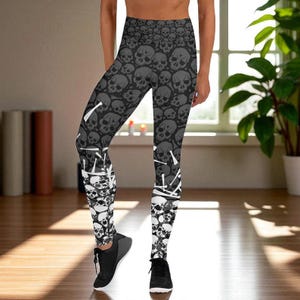 Halloween Bones Print Leggings for Women, Seamless Yoga Pants, Skull Print Festival Clothing, High Waist Tights, Yoga Gifts, Gym Clothes