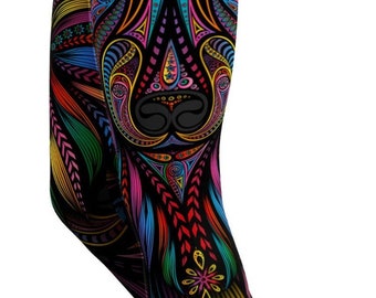 Colorful Wolf Print Leggings Women - High Waisted Yoga Pants Activewear Festival