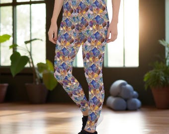 High Waisted Leggings Women | Floral Yoga Pants for Workout, Activewear, Plus Size