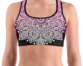 Mandala sport-bh roze tot zwart workouttop - unieke high-impact voor dames