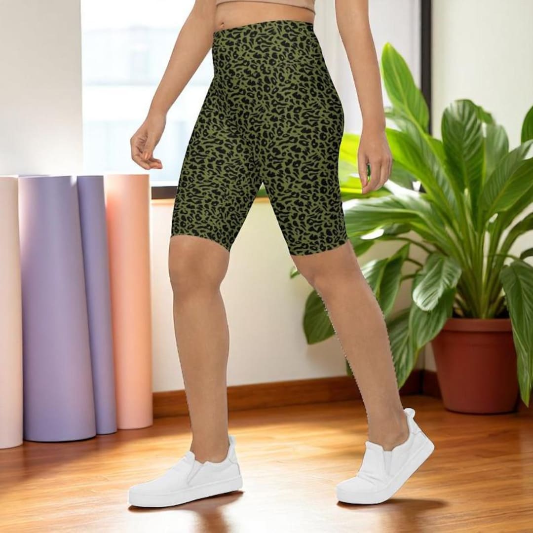 Shorts de ciclismo con estampado de leopardo, shorts de gimnasio