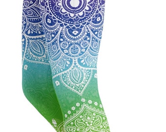 Yoga Leggings Women Colorful Rainbow Mandala | High Waisted Workout Activewear for Women