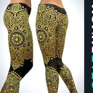 Golden Mandala Leggings for Women, Printed Leggings, Best For Workout Comfortable Butter Soft Yoga Pants, Yoga Gift For Her