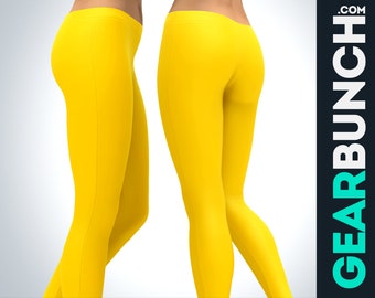 Yellow Leggings For Women, Solid Color Leggings, Colorful Printed Custom Leggings, Workout Leggings, Butter Soft Yoga Pants, Gift For Her