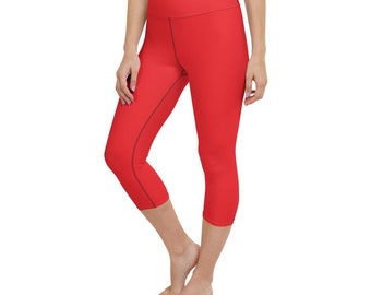 Solid Hot Red Yoga Capris