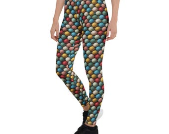 Leggings coloridos con estampado de pelotas de golf para mujer, ropa deportiva de cintura alta para el campo de golf y el entrenamiento.