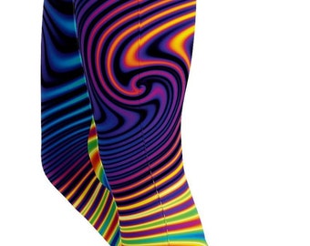 Patterned Workout Leggings Women - Colorful Psychedelic Fractal Print High Waisted Yoga Pants Activewear