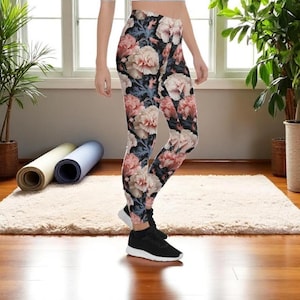 Forest Print Leggings for Women, Nature Print Yoga Pant, High Waist Tights, Seamless Pattern, Womens Legging, Festival Clothing, Gym Clothes
