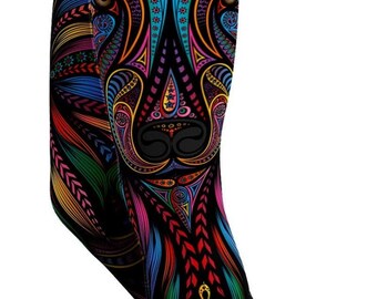 Yoga Leggings Women - Colorful Wolf Print Activewear, High Waisted Workout Pants for Women