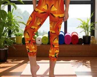 Leggings de sport taille haute pour femme, corsaire de yoga à imprimé citrouilles d'Halloween