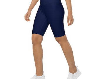 High Waisted Ocean Blue Biker Shorts | Seamless Workout Activewear for Women